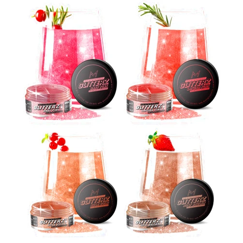 MONÉGASQUE Glitterz Blush Romance Edible Glitter for Cocktails Bundle: Baby Pink, Sakura Pink, Rose Gold, Rosy Brown - 10g