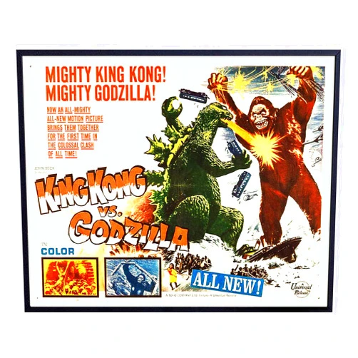 YELLOWBIRD ART & DESIGN Godzilla Vs Kong - Horror Movie Poster - 8x10 Classic Monster Movies - Vintage Scary Movie Wall Art Decor - Home Theater Room, Boys Bedroom, Man Cave Decorations - Godzilla - King Kong
