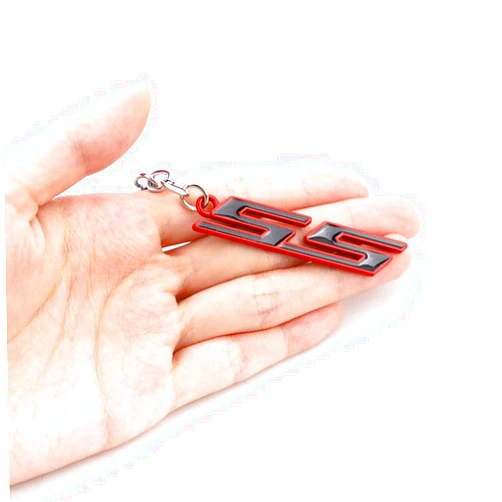KKY Best 1pc Chrome Red SS Emblem Key chain Car Metal Key Ring Fob Ring