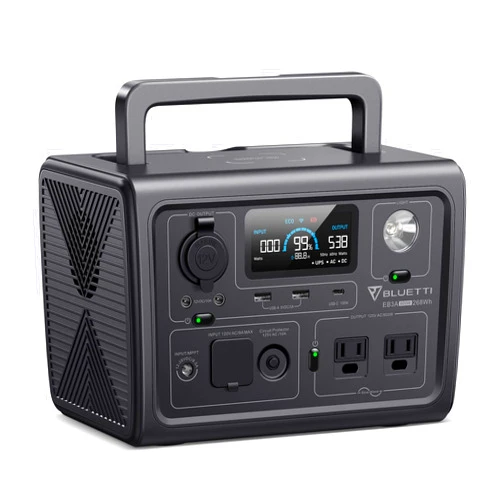 BLUETTI Portable Power Station EB3A, 268Wh LiFePO4 Battery Backup w/ 2 600W (1200W Surge) AC Outlets, Recharge from 0-80% in 30 Min., Solar Generator for Outdoor Camping (Solar Panel Optional)