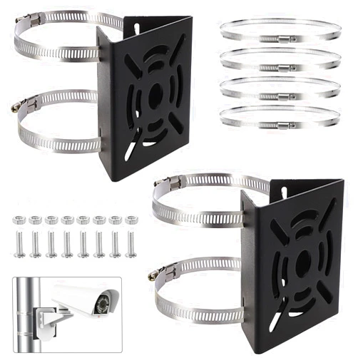 Sumnacon Camera Pole Mount Bracket,2Pcs Stainless Steel Pole Mount Adapter Brackets with Loops,Sturdy Camera Mount Bracket for Pole Post,Universal Pole Mount Bracket for CCTV Security Camera Ptz Dome