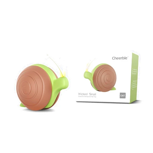 Cheerble Interactive Cat Toy for Indoor Cats, Wicked Snail, [2024 Upgraded] Kitten Toys, Automatic Cat Toy with LED Lights, DC Rechargeable Moving Cat Toy, Smart Sensing Electric Cat Toy (Brown)