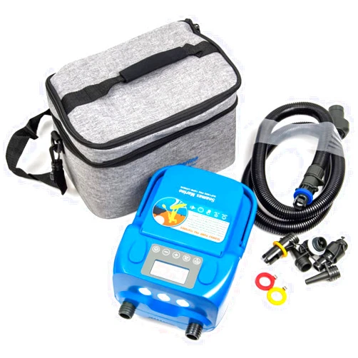 Seamax Sup 16DB PRO Double Stage 16PSI Electric Air Pump with Built-in Battery for Inflatable SUP and Boat, Intelligent Firmware with Built-in Temperature Sensor and Timer