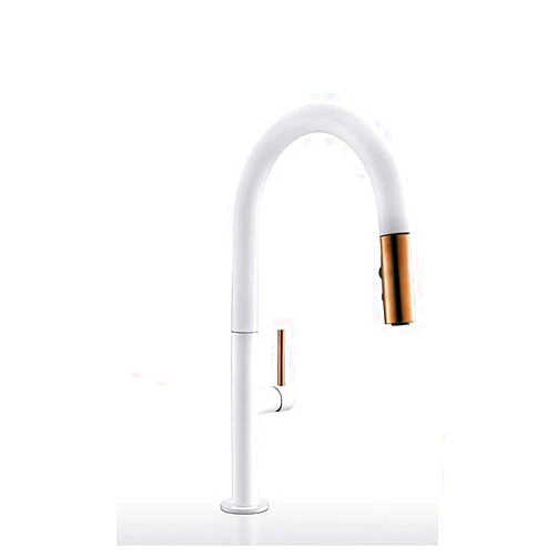CXYG-Faucet Creative Single Handle Kitchen Sink Faucet, Pull-Out Sprayer Mixer Faucet, 360° Rotating Kitchen Faucet, Pull Down Single Handle Basin Kitchen Faucet, White Kitchen Mixer Tap