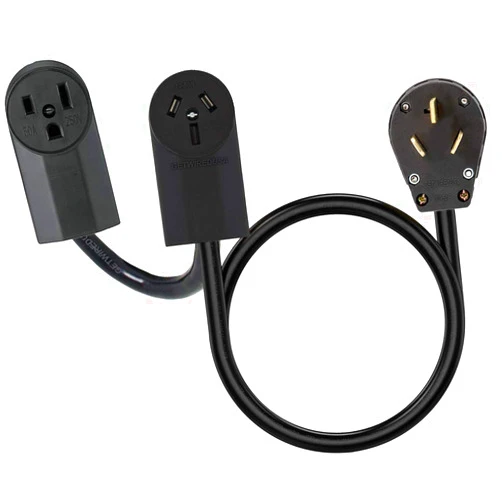 Getwiredusa Y Adapter 2-Way Connector 10-50P Male 3-Pin Stove Oven Range Plug To 10-50R & 6-50R Welder Receptacle Outlet Box Dual Electrical Power Cord Splitter 220/250V NEMA FX442