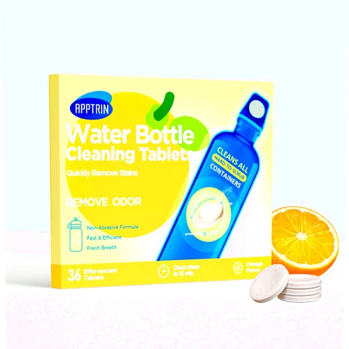 Apptrin Water Bottle Cleaning Tablets, 36 Pack Bottle Clean Tablet Hydration Bladder Cleansing Tablets,Individually Packed, Orange Flavor