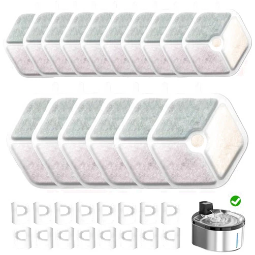 OUPUSES 16 Pack Replacement Filters and 16pack Sponges for Smartoo 152oz/4.5L Wireless Cat Water Fountain, Pet Water Fountain Replacement Filter Fit for smartoo replacement filters