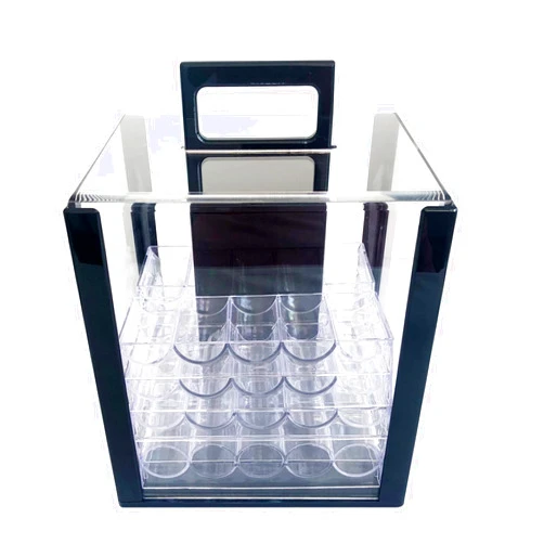 Yuanhe Deluxe Acrylic Poker Chip Case Poker Chip Carrier(1000 Chips Capacity)-With 10 Chip Racks/Chip Trays