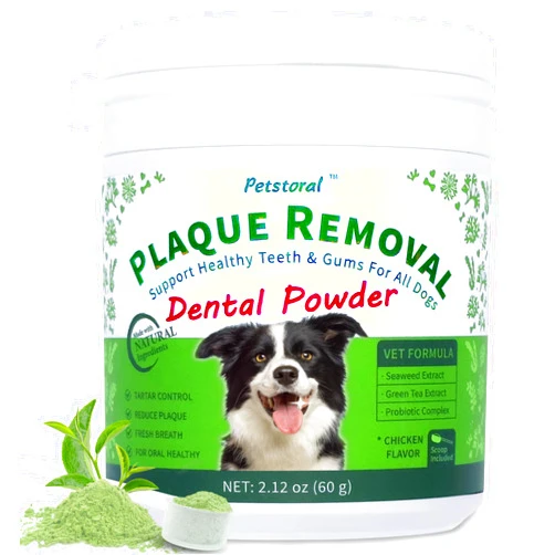 Petstoral Plaque Removal Natural Dental Powder - Dog Dental Care and Bad Breath Treatment, Dog Teeth Cleaning Powder for Healthy Teeth & Gums for All Dogs - 60g