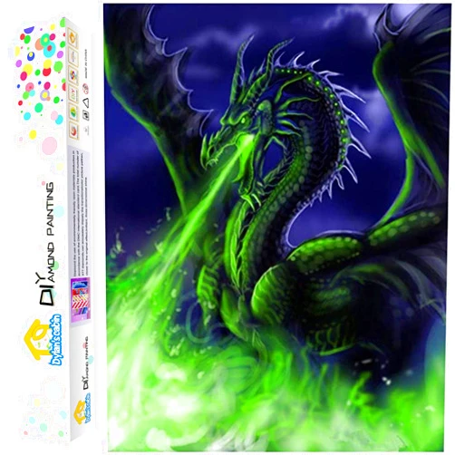 Dylan's cabin DIY 5D Diamond Painting - Full Drill Rhinestone Paint with Diamonds Home Wall Decor（dragon/16x12inch