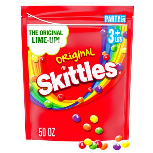 SKITTLES Original Summer Chewy Candy, Party Size, 50 Oz Resealable Bulk Candy Bag