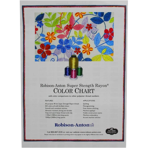 Robison-Anton Rayon Thread Paper Color Chart