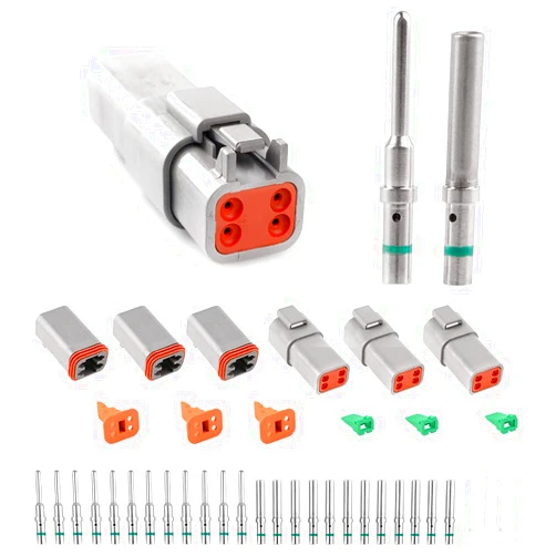 JRready ST6114 DT 4 Pin Connector DT06-4S DT04-4P Gray Waterproof Electrical Wire Connector with Deutsch Solid Contact Wire Size 14-20AWG and Sealing Plug,3 Sets