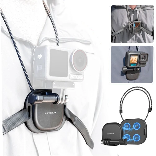REYGEAK Magnetic Chest Mount for GoPro Hero 13,Adjustable Chest Strap Camera Mount,with Dual Claw for GoPro Hero 12/11/10/9,DJI Action 5 4/DJI Pocket 3.