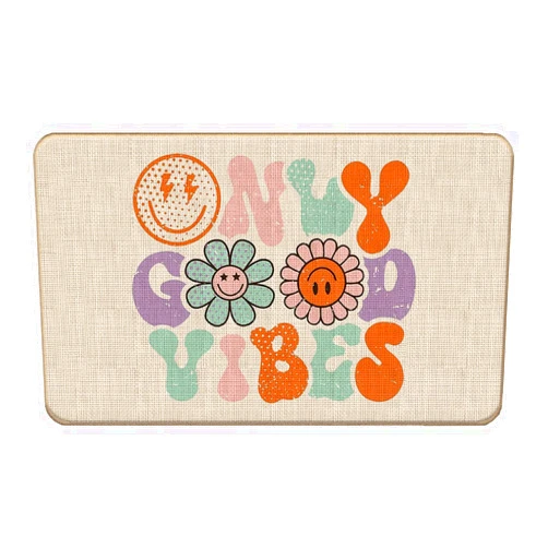 SKNGYWHI Only Good Vibes Retro Smiley Face Door Mat Doormat, Decorative Dorm Indoor Outdoor Patio Entry Front Door Mat,Welcome Mat Decor,Gift for Teen Girl Women 17x30 inch