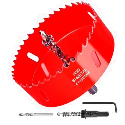 Lhazemu 4 Inch / 102mm HSS Bi-Metal Hole Cutter with Pilot Drill Bit, Hole Saw for Wood, Plastic, Drywall, Metal Sheet