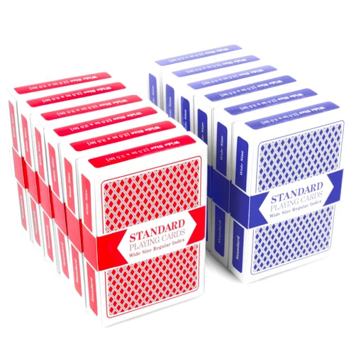 Brybelly 12 Decks of Playing Cards|Poker Wide Size (6 Red/6 Blue)|Plastic Coated Cards for Poker, Blackjack| Regular Index