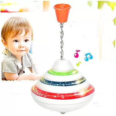 SANTITY Light Up Spinning Top, Gyroscope Spinning Top Game LED Spinning Activity Toys, Push Down Spin Gyro with Music, Novelty Peg-top Hand Spinning Gyro Toy Gift for Kids Party Favors