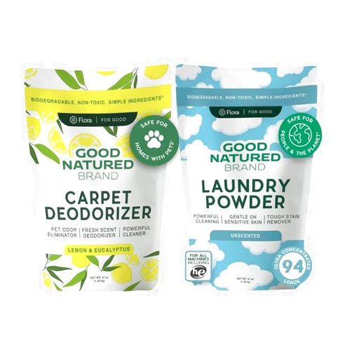 Good Natured Brand | Laundry Bundle | Carpet Freshener Lemon & Eucalyptus 47oz | Pet-Friendly Carpet Deodorizer | Laundry Powder Unscented 47oz | Hypoallergenic Laundry Powder 94 Loads