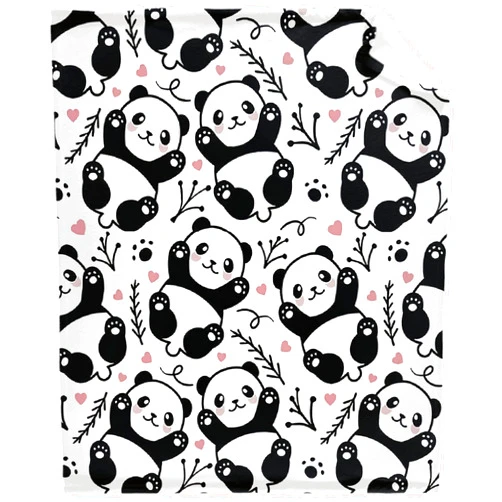 321DESIGN Cute Black and White Panda Bear Fleece Flannel Throw Blanket Sherpa Microfiber Lightweight Plush for Couch Bed Sofa Car Kids Adults Pets All Seasons Multi-Size 50x40IN Kid Small