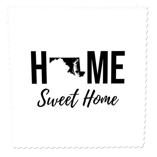 3dRose 16x16 inch Quilt Square - Home Sweet Home. Maryland State. White Background. Stamp City - Typography