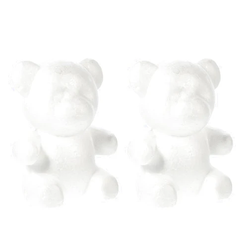 Amosfun 2Pcs Polystyrene Modelling Foam Bear Shapes Craft Foam Balls Rose Bear Christmas Flower Arrangements Supplies