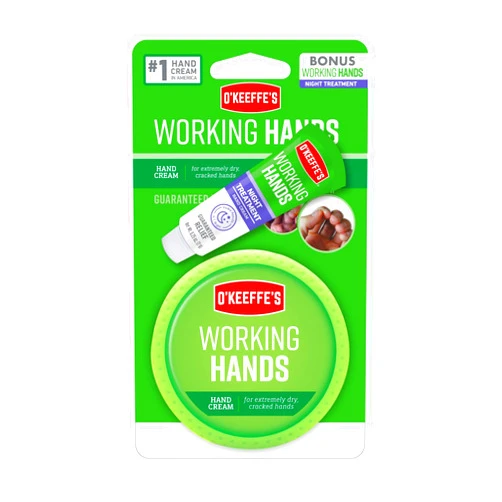 O'Keeffe's Working Hands Hand Cream, 3.4oz Jar with Working Hands Night Treatment Hand Cream Sample, White, 104992