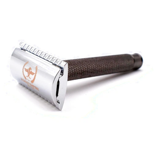 Roman Empire Shaving Caesar Gun Metal Double Wire Safety Razor by Roman Empire Shaving | Classic Razor | Safety Razor | Steel Razor with Set of 20 Shaving Blades (Astra-Derby-Shark-Treet)