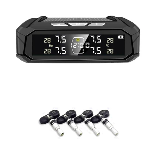 EGNIAN Solar TPMS Car Tire Pressure Alarm Monitor System Tyre Temp Digital Display Auto Security Alarm Systems with 4/6 Sensors 8 BAR (Size : 4 Internal Sensor)