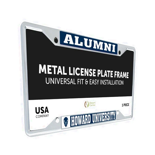 Desert Cactus Howard University Car Accessories Bison Metal License Plate Frame and Tag Holder for Front or Rear of Car (Alumni)