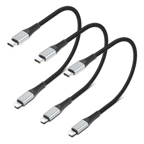 PEAKLIFT Short USB C to Lightning Cable 1FT, 3Pack Braided USB Tpye C to iPhone Cord PD Fast Charging 1 Foot USBC to Lightning Cable for Apple iPhone 14 13 12 11 Pro Max Mini 10 8 7 Plus XR XS SE iPad Air Mini