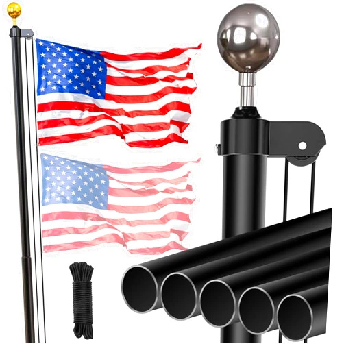 Gientan Flag Pole for Outside in Ground, 25FT Sectional Extra Thick Flagpole Kit, Heavy Duty Aluminum Outdoor Flag Poles with 3x5 American Flag for Yard, Garden, Residential or Commercial