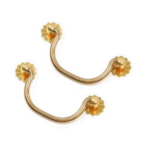 Geesatis Pure Brass Cabinet Pulls Vintage Gold Handle and Pulls for Cupboard Cabinet Drawer Door Handles Decorative Furniture Pull Knobs, 2 Pack