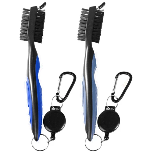 OBTANIM 2 Pack Golf Club Brush Groove Cleaner Tools with Retractable Zip-line Aluminum Carabiner for Golf Club Bag Accessories