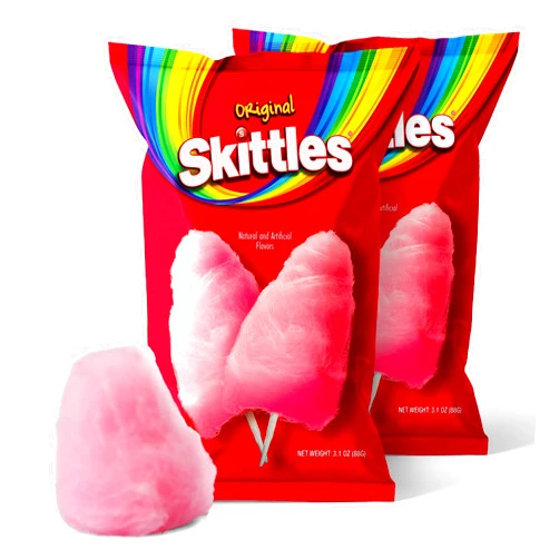 Candylandia Cotton Candy Bulk - Skittles Flavor Carnival Cotton Candy - Cotton Candy Party Favors for Birthdays, Party Themes, & More - Flavored Cotton Candy Bag - 2 Bags