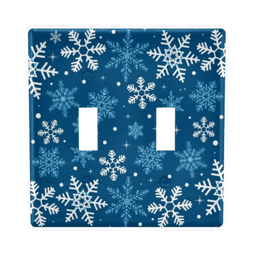Generic Light Switch Cover Wall Plates - Blue Christmas Winter Snowflakes 3-Gang Decorative Wall Plate Triple Toggle Outlets Cover for Light Switches