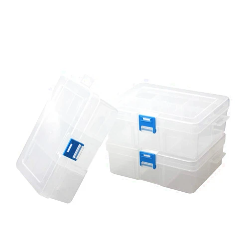 BangQiao 3 Pack Plastic Removable Divider Box and Storage Case for Small Parts, Hardware and Craft, 6 Grids, Clear