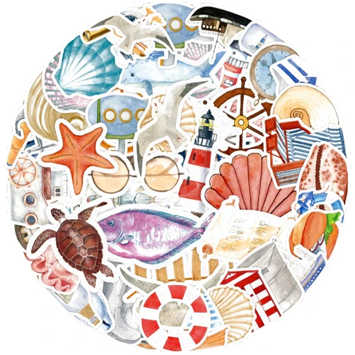 Famnaer Sailing Beacon Stickers, 50PCs, Ocean Lighthouse Stickers, Aesthetic Vinyl Sealife Stickers and Decals, Cute Cool Laptop Water Bottle Stickers,Famnaer Sticker Machine Stickers for Hydro Flask, Car, Planner, Skateboard, Stickers for Kids, Toddlers, Adults, Holiday Gifts Stickers[Sailing Beacon]