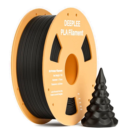 Deeplee PLA 1.75mm 3D Printer Filament, Dimensional Accuracy +/- 0.02mm, Neatly Wound, No Clogging, Vacuum Package, Fits for Most FDM 3D Printers, Cardboard Spool 1kg Black