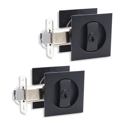 Envibe Pocket Door Lock, Recessed Pocket Door Hardware, Increase The Security and Privacy of The Room. (Black 2 Pack)