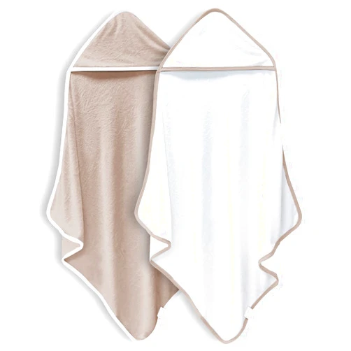 BAMBOO QUEEN 2 Pack Baby Bath Towel - Rayon Made from Bamboo, Ultra Soft Hooded Towels for Babies,Toddler,Infant - Newborn Essential -Perfect Baby Registry Gifts (White and Brown, 30 x 30 Inch)