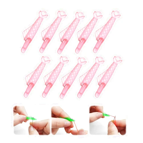 Yuguocly Fish Mouth Sewing Machine Needle Threader, Automatic Sewing Needle Threader Simple Needle Threader, Fish Type Sewing Machine Automatic Needle Threader (10pcs-Pink)