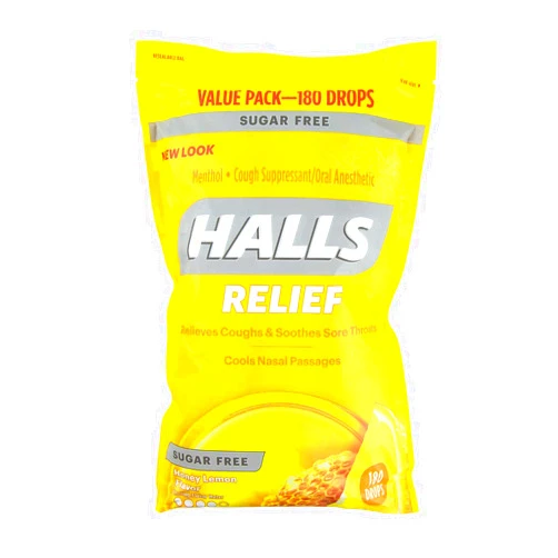 Halls Sugar-Free Cough Drops, Honey Lemon, 180 Count (Pack of 2)