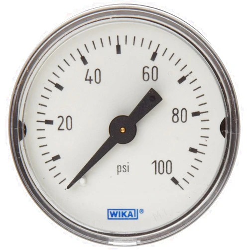WIKA 9690234 Commercial Pressure Gauge, Dry-Filled, Copper Alloy Wetted Parts, 1-1/2