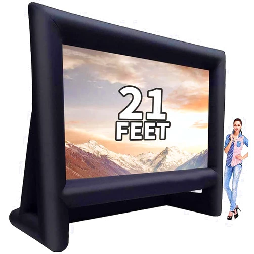 GYUEM 21 feet Inflatable Outdoor Projector Movie Screen - Blow Up Screen for TV & Movies with Blower Portable Projection Screen for Home Theater Outdoor Indoor Support Front & Rear Projection