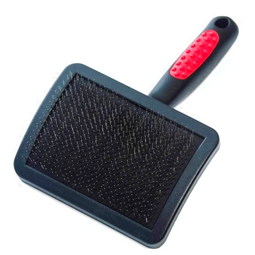 Ryan's Pet Supplies Paw Brothers Hard Pin Curved Back Slicker Brush for Dogs, Professional Grade, Stainless Steel Pins, Ergonomic Handle, Dematt and Detangle, Large, 4.5 in.