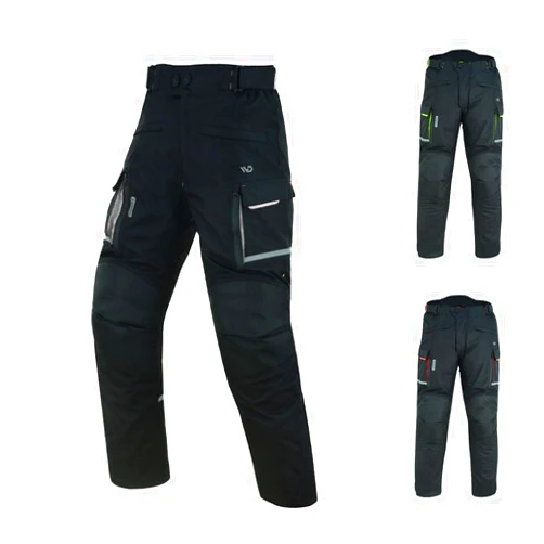 WD Motorsports WD Motorcycle Pants Mens - All Season Waterproof Motorcycle Riding Pants with CE Armor with Reflective Panels and Zipper
