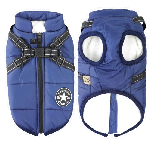 Aiboria Dog Jackets for Winter Windproof Waterproof 2 in 1 Outfit Cold Weather Coat Dog Vest Harness Puppy Winter Warm Jacket Large Blue 3XL