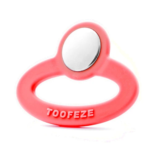 Toofeze Ice Cold Baby Teether Toy – Fast Pain Relief – All Natural Silicone and Stainless – Ages 3 mos+ (Coral Pink)
