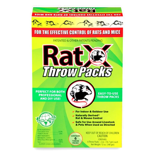 RatX Throw Packs- for All Species of Rats and Mice Safe Around Pets